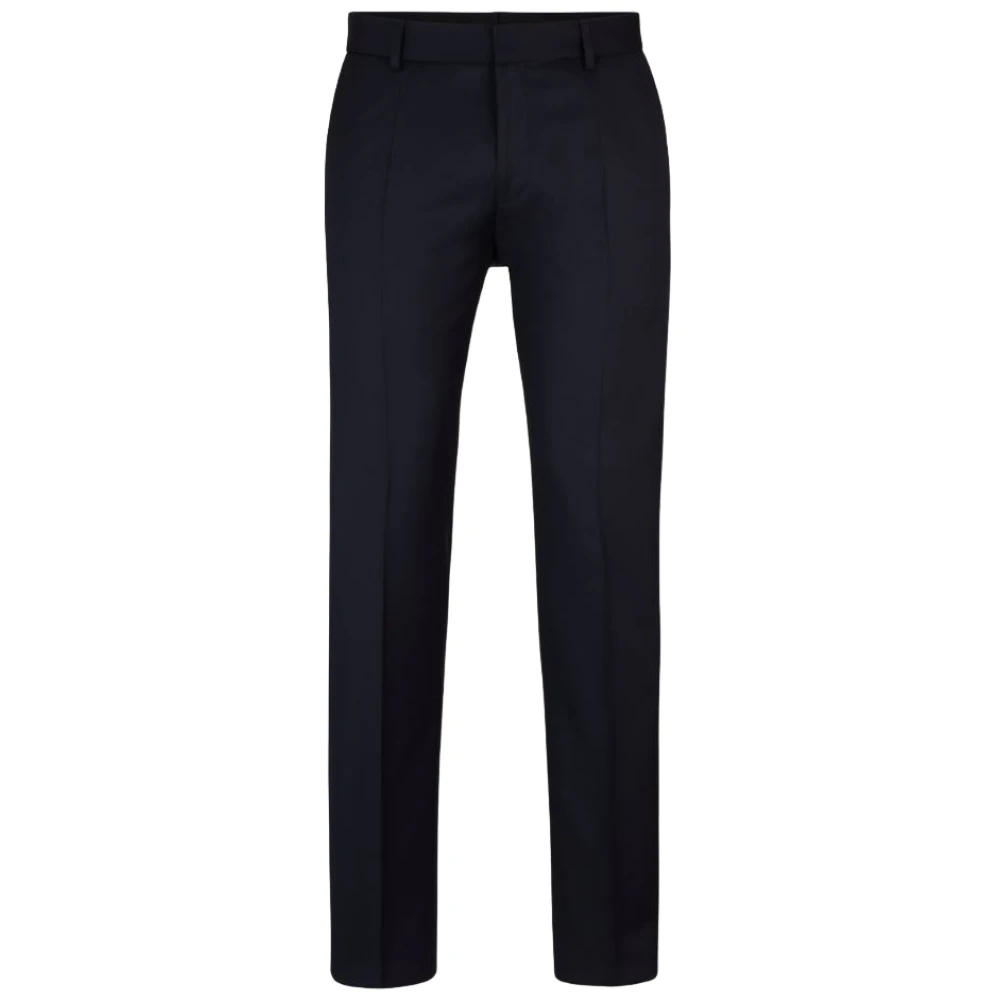 Hugo Boss Blauwe Wol Serge Slim Fit Broek Blue Heren