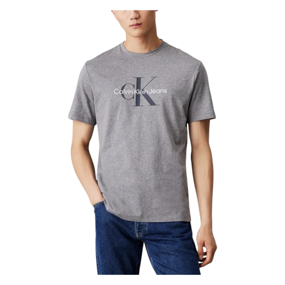 Calvin Klein Jeans Grijze Bedrukte T-shirt met Ronde Hals Gray Heren