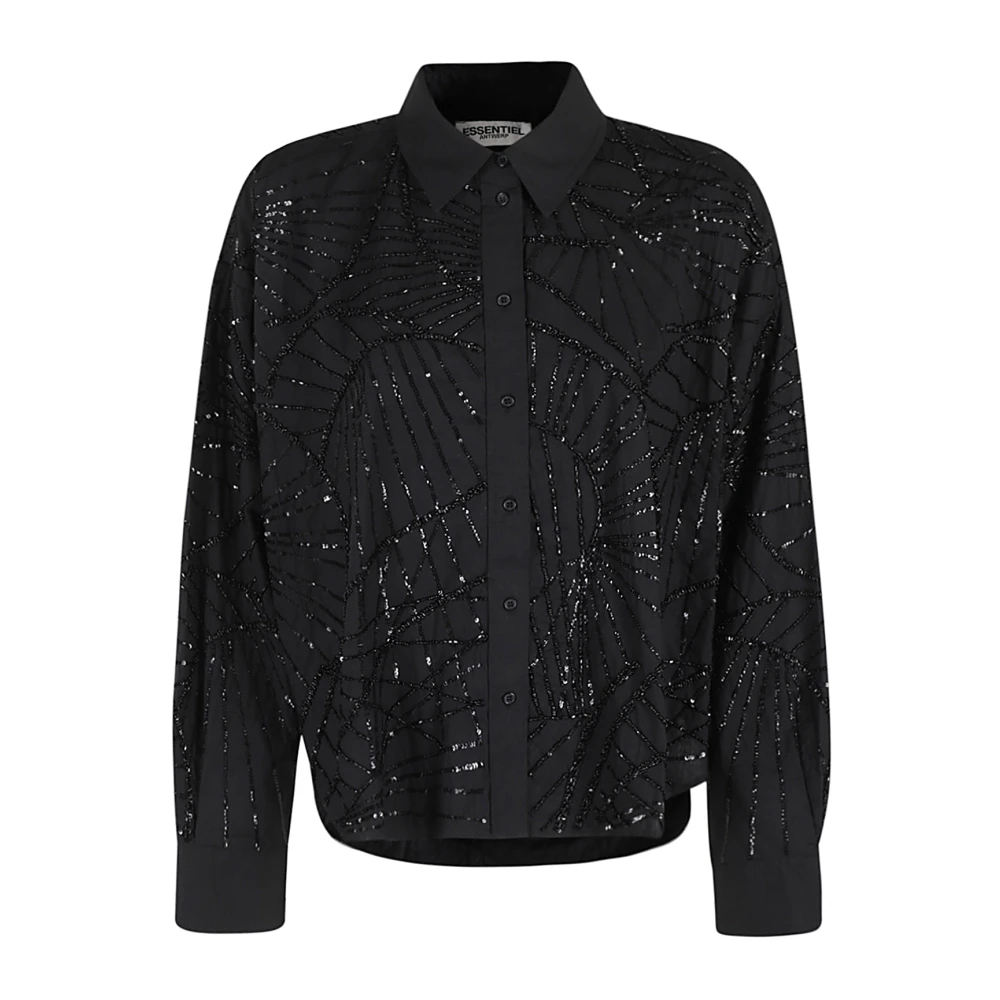 Essentiel Antwerp Pailletten shirt voor vrouwen Black Dames