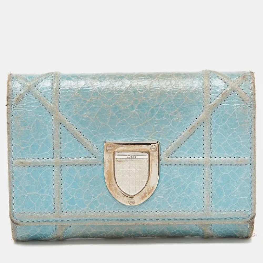 Dior Vintage Pre-owned Leather wallets Blue Dames