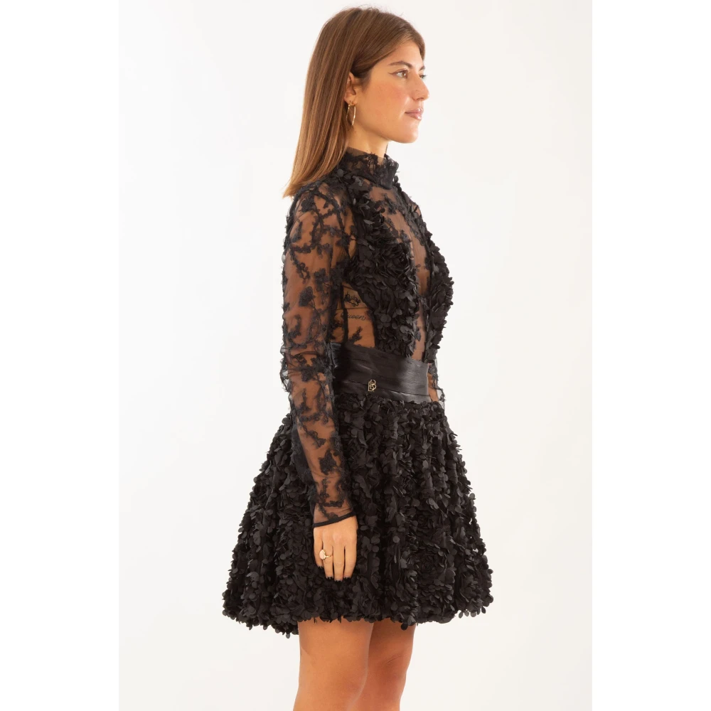 Babylon Quilted Petals Sheer Body in Zwart Black Dames