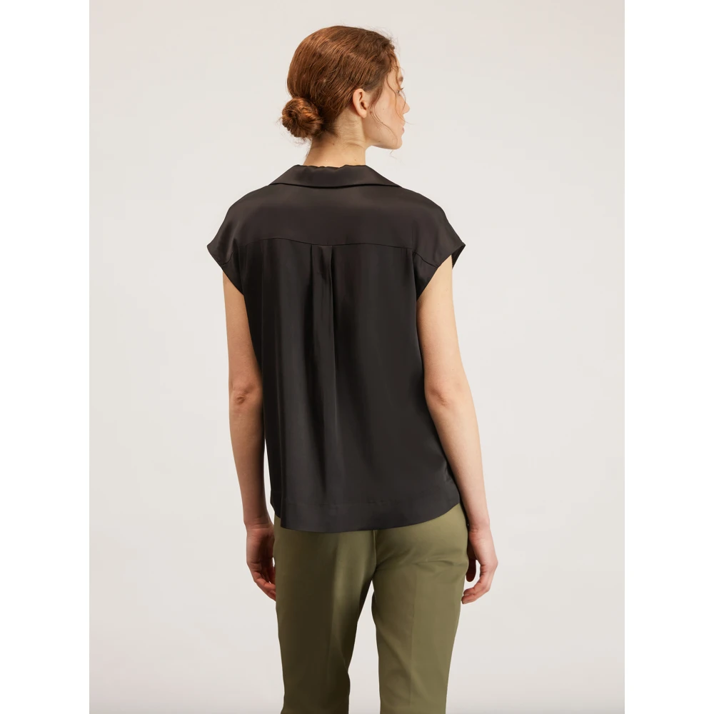 Motivi Satin Kimono Blouse met Vleermuismouwen Black Dames