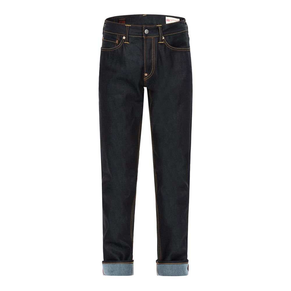 Evisu Carrot Fit Denim Jeans med Kumadori Daruma-motiv Blue, Herr