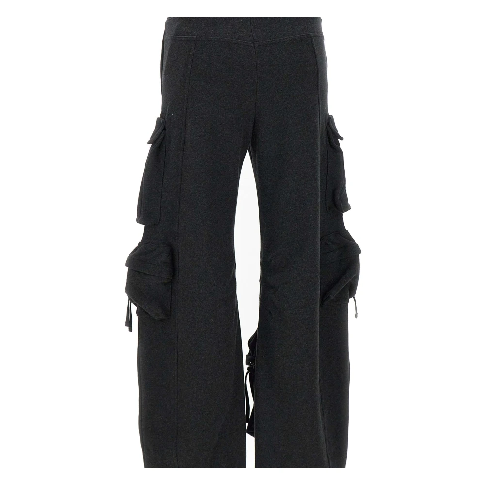 The Attico Zwarte Katoenen Fleece Jogger Broek Black Dames