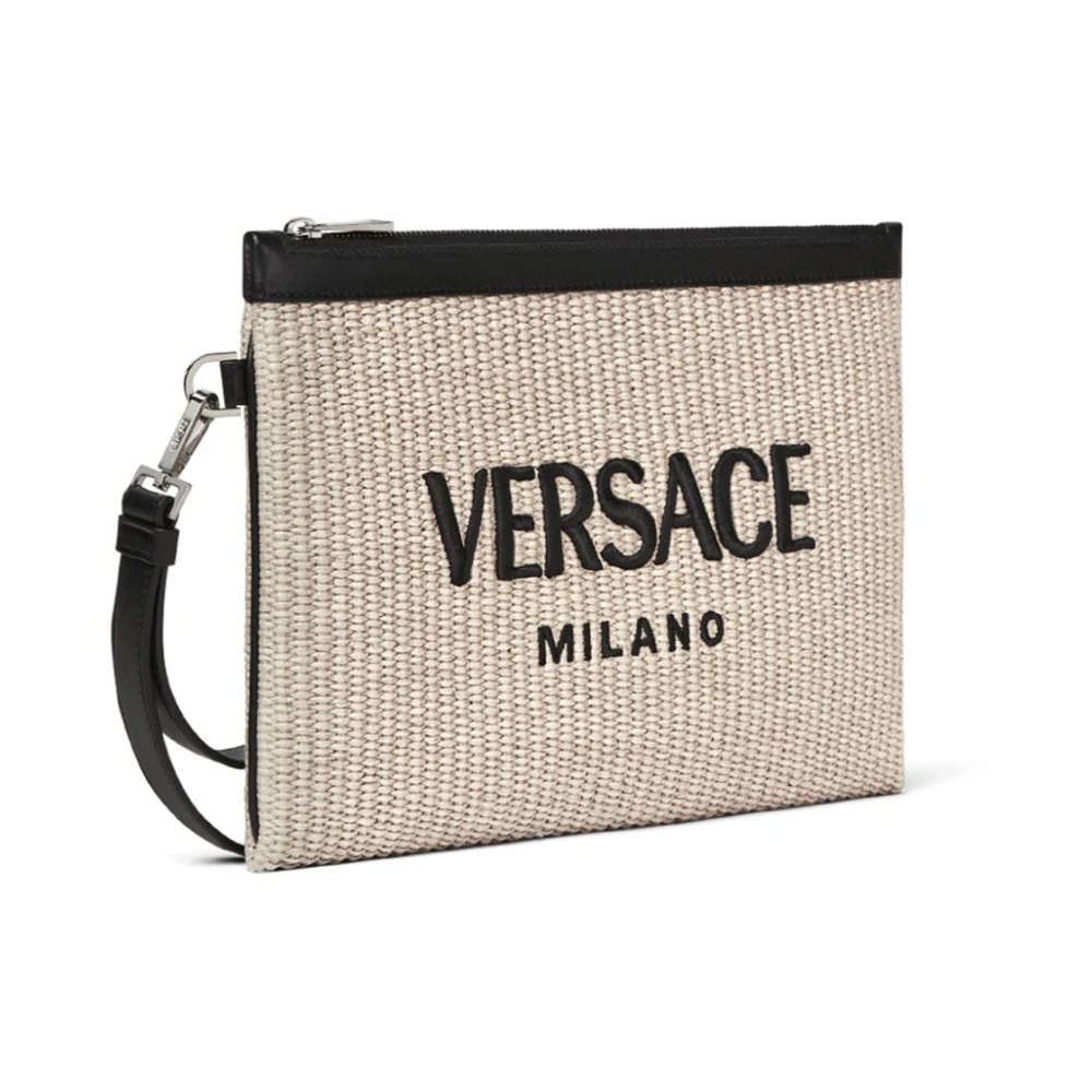 Versace Geborduurde Beige Clutch Tas Beige Heren
