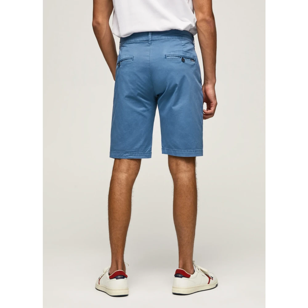 Pepe Jeans Stretch Cotton Chino Bermuda Shorts Blue Heren