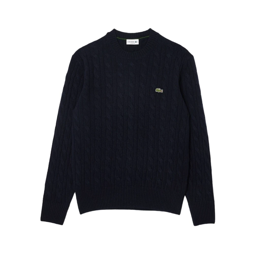 Lacoste Blauwe Wollen Pullover Sweatshirt Aw24 Blue Heren