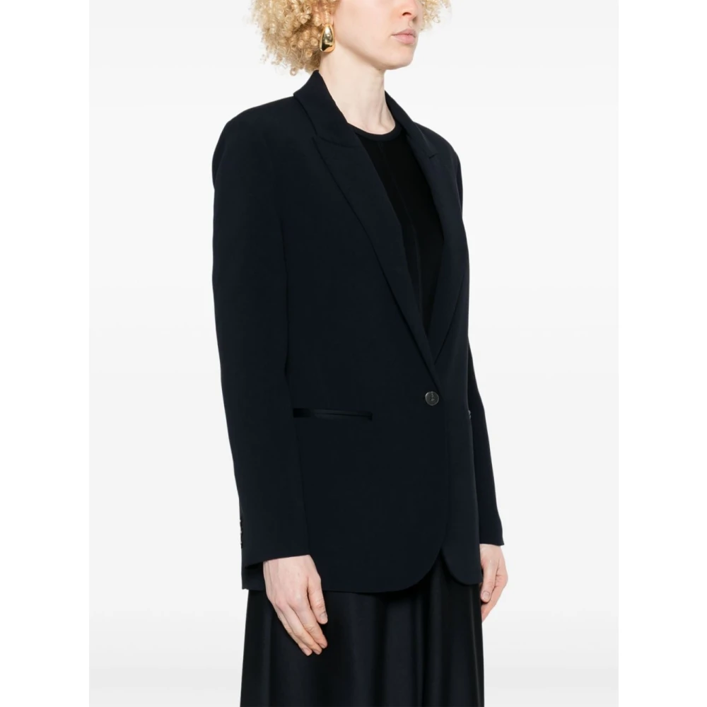 Forte Blauwe Knoopsluiting Jas met Zakken Blue Dames