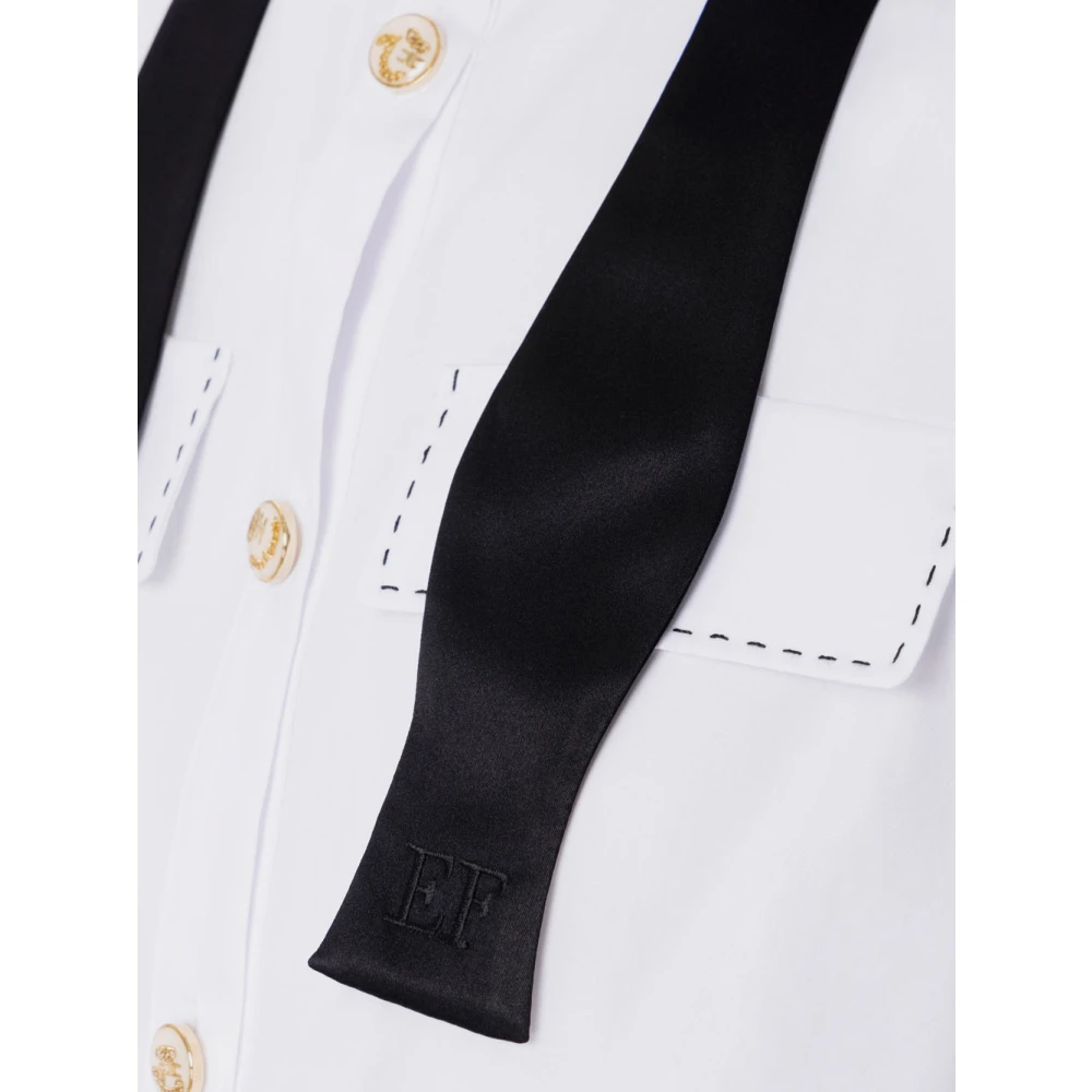 Elisabetta Franchi Witte Katoenen Overhemd met Mantel en Bustier White Dames