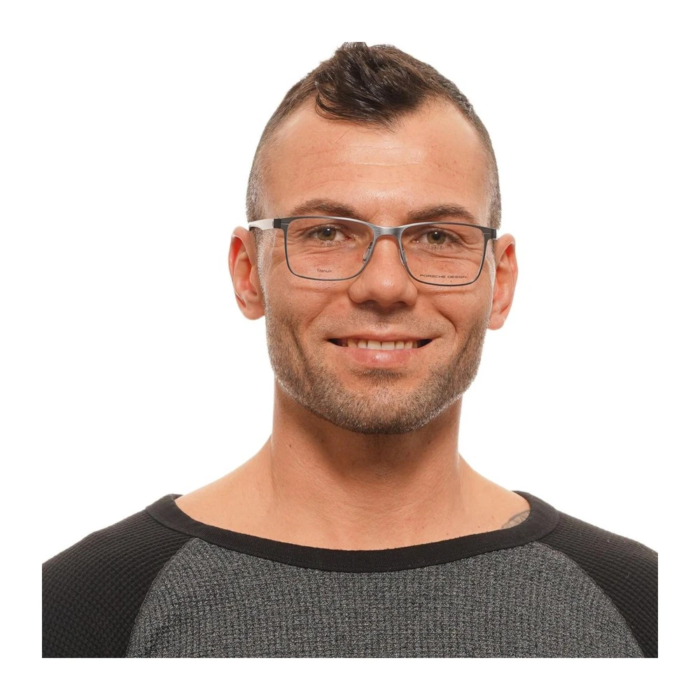 Porsche Design Titanium Grijze Optische Frames Trapezium Stijl Gray Heren