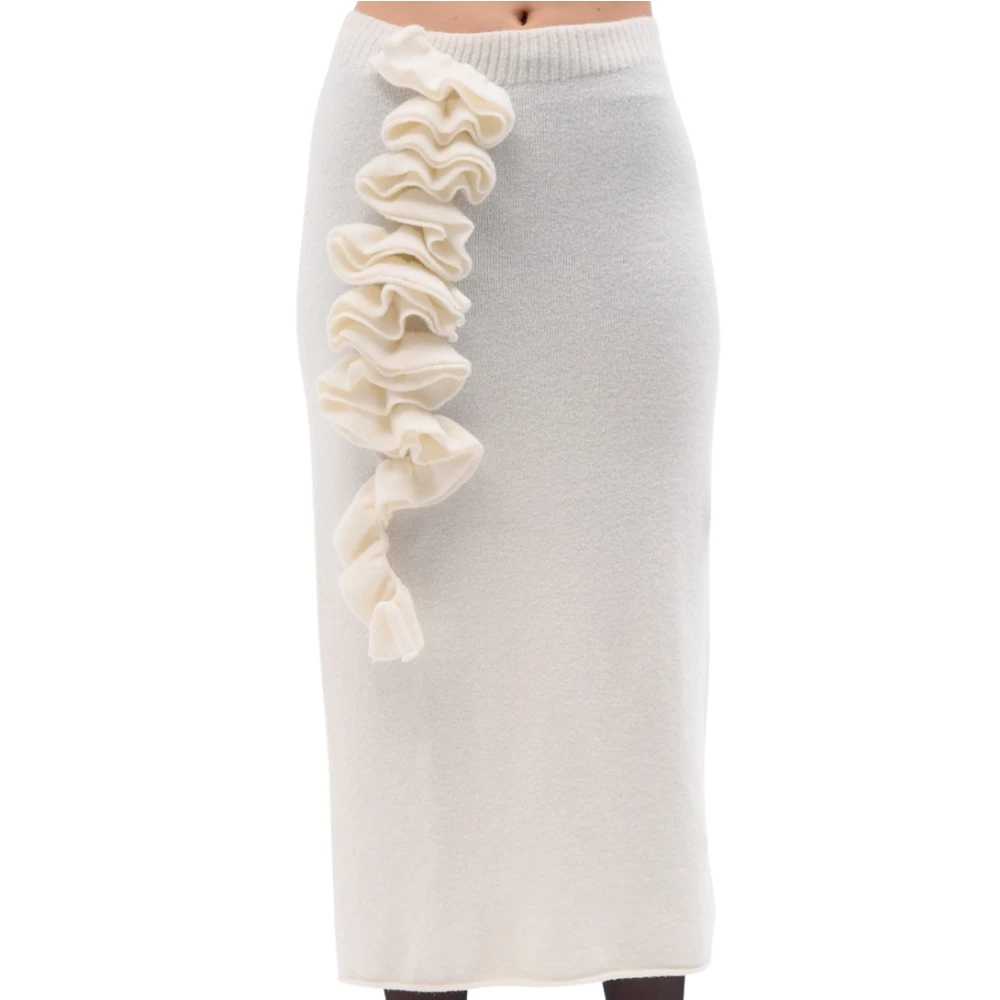 Liviana Conti Beige Ruffle Appliqué Gebreide Pencil Rok Beige Dames