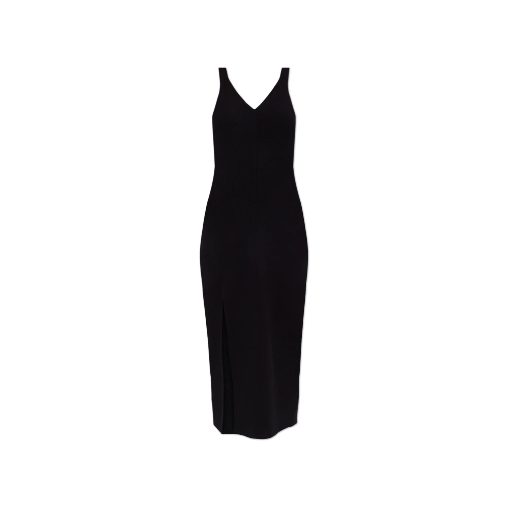 Lacoste Geribbelde jurk met bandjes Black Dames