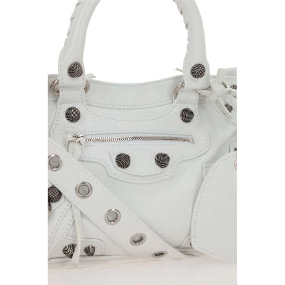 Balenciaga Studded Leren Tote Tas met Afneembare Schouderband White Dames