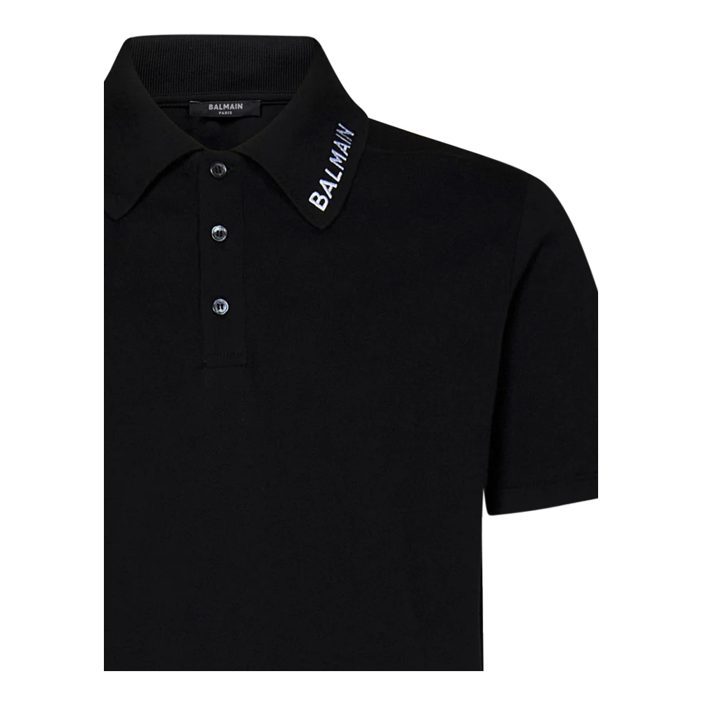 Balmain Zwart Poloshirt met Geborduurd Logo Black Heren