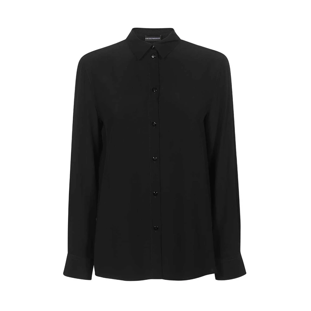 Emporio Armani Zijden Shirt Voorknoopsluiting Black Dames