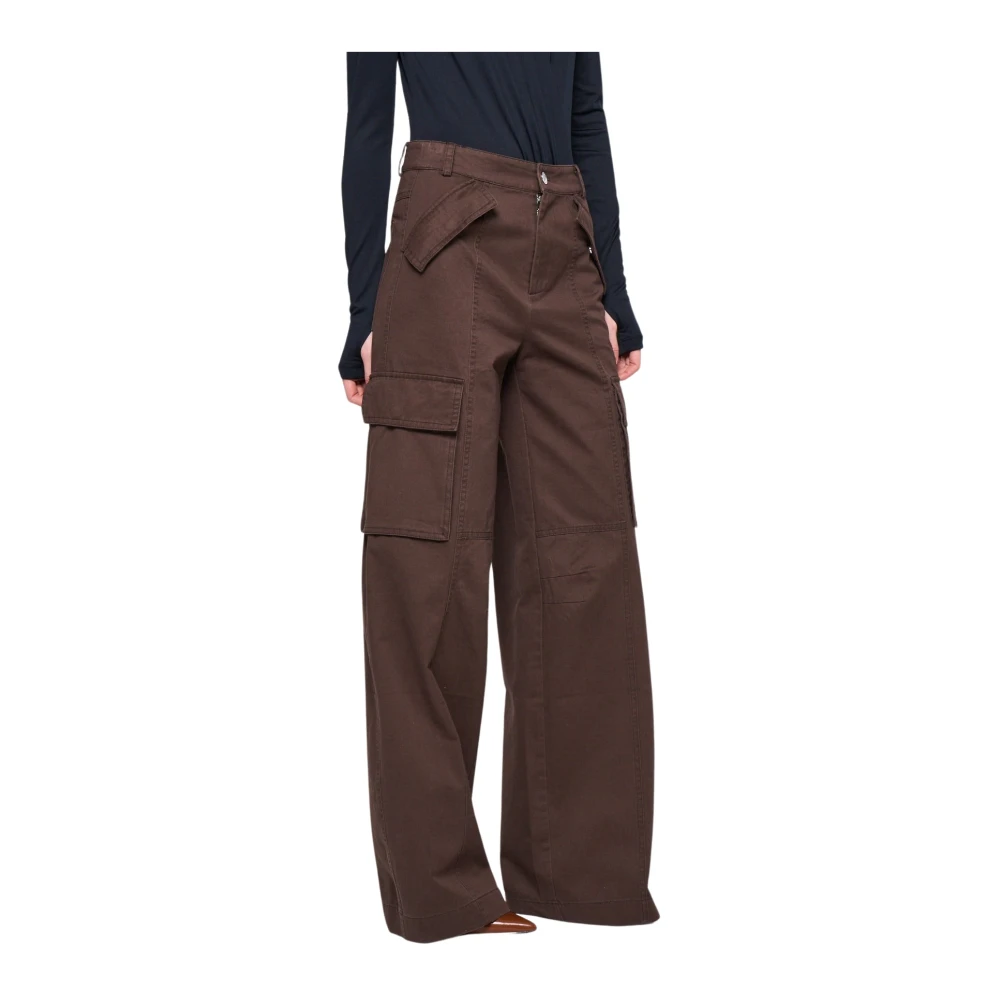 Silvian Heach Cargo broek met wijde pijpen Brown Dames