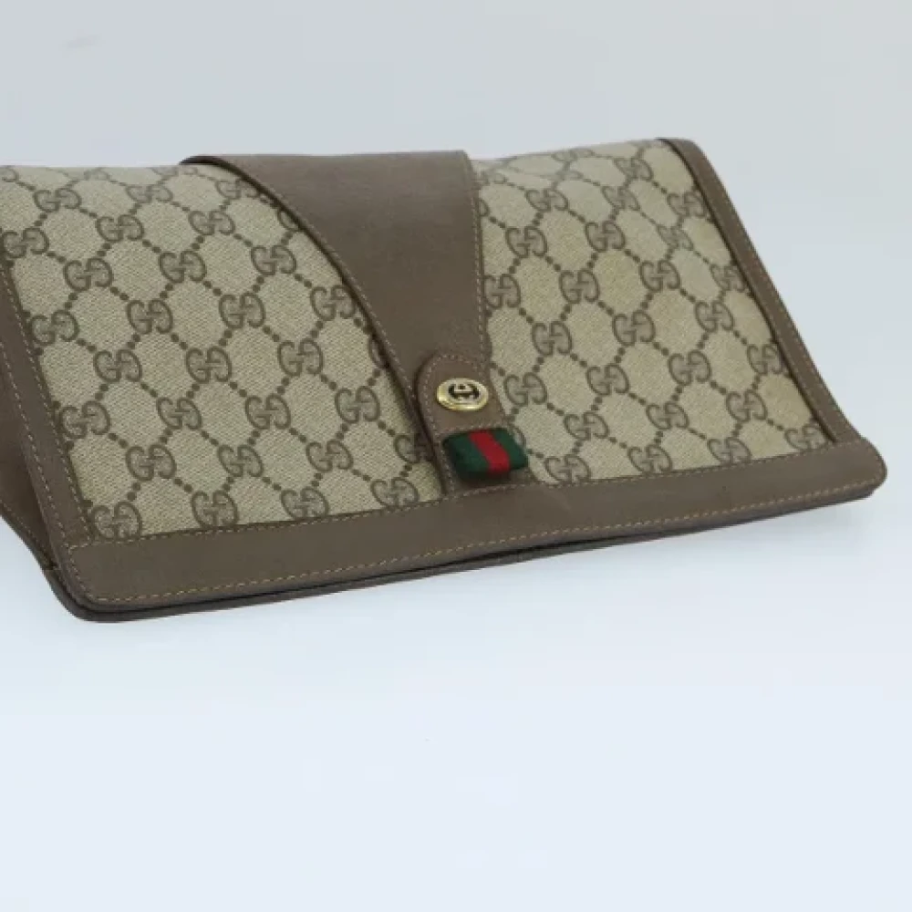 Gucci Vintage Pre-owned Canvas clutches Beige Dames
