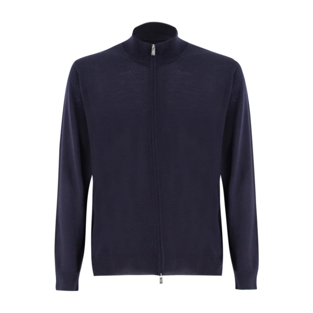 Fedeli Gestructureerde Rits Cardigan Blue Heren