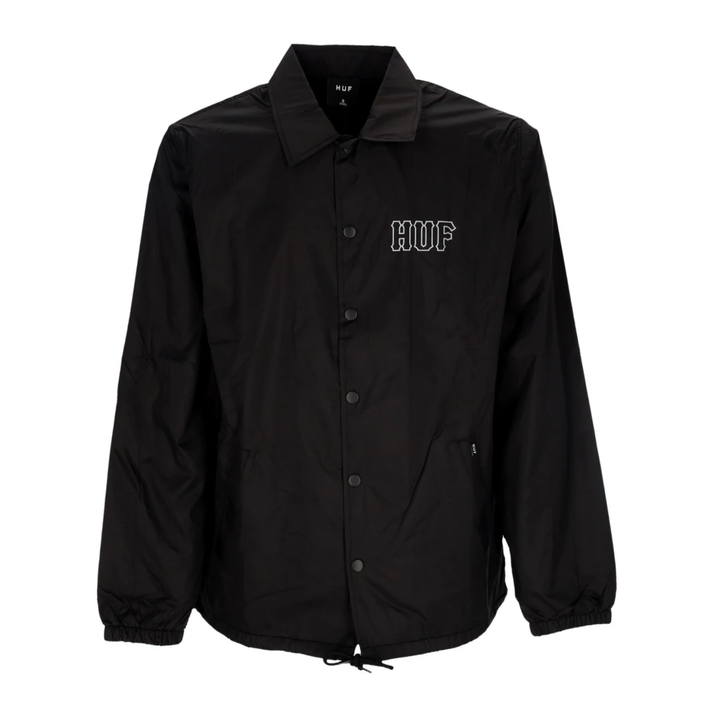 HUF Zwarte Coach Jas met knoopsluiting Black Heren