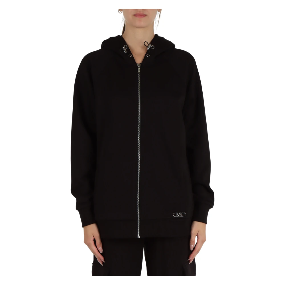 Michael Kors Hoodie met rits van katoen Black Dames