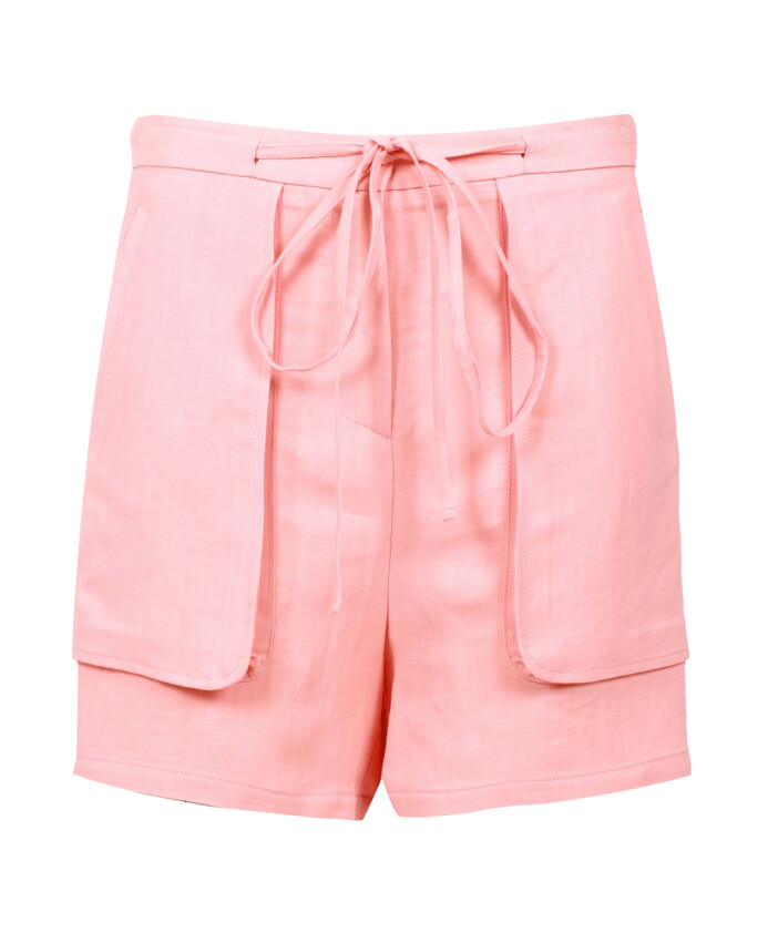 coton-lin-shorts-a-cordon-de-serrage-couleur-unie
