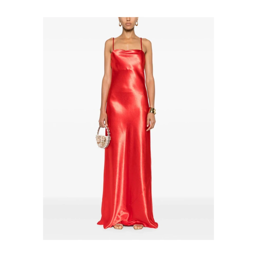 Forte Hibiscus Shining Satin Slip Jurk Orange Dames