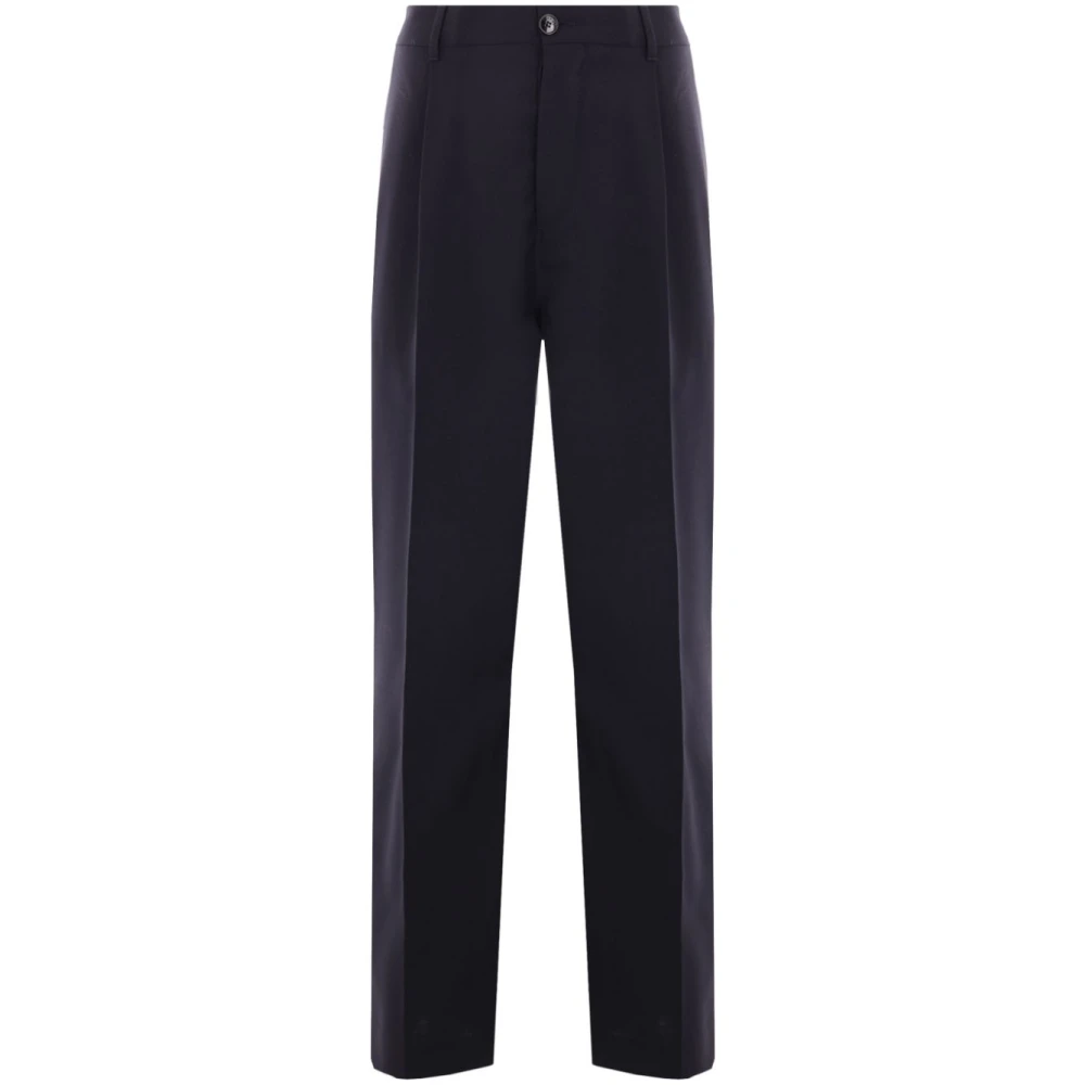 Marni Blauwe wijde pijp wollen broek Blue Heren
