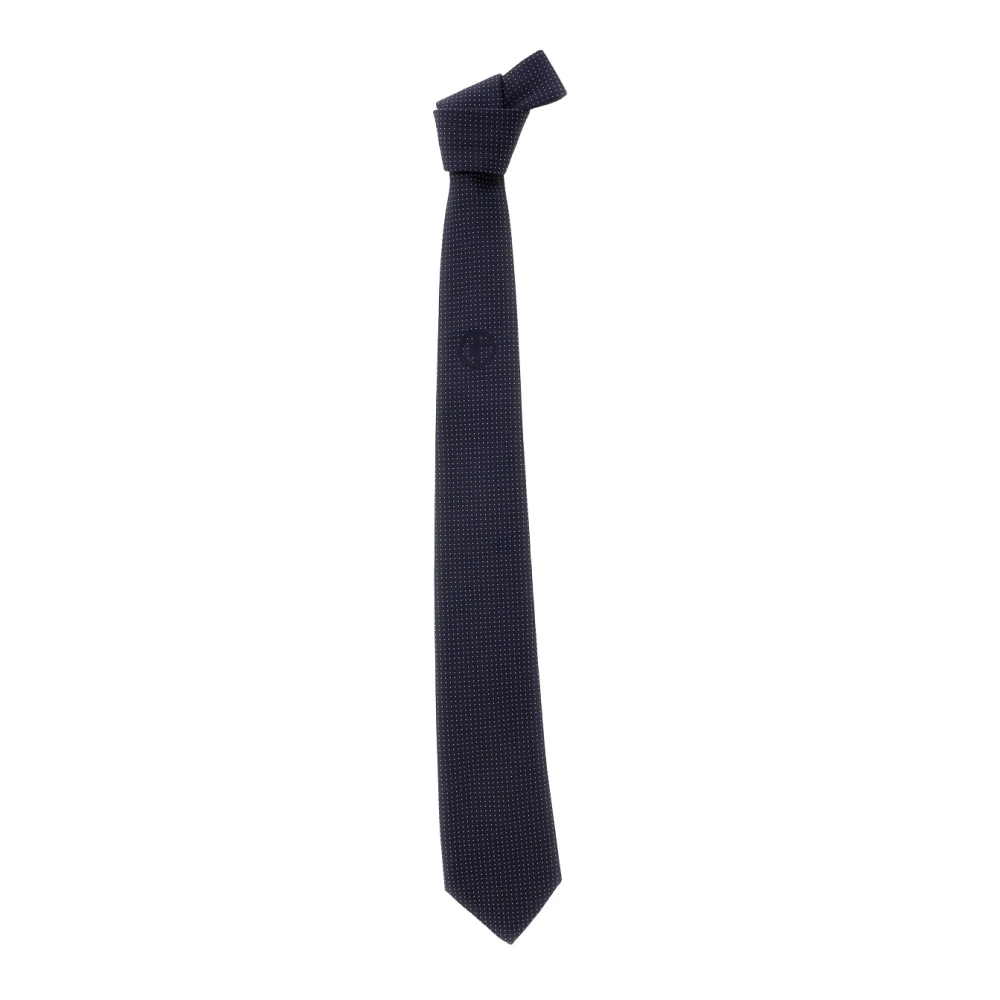Giorgio Armani Mannelijk Blauw Accessoires Heren, One Size, Pure Silk Polka-Dot Jacquard Tie