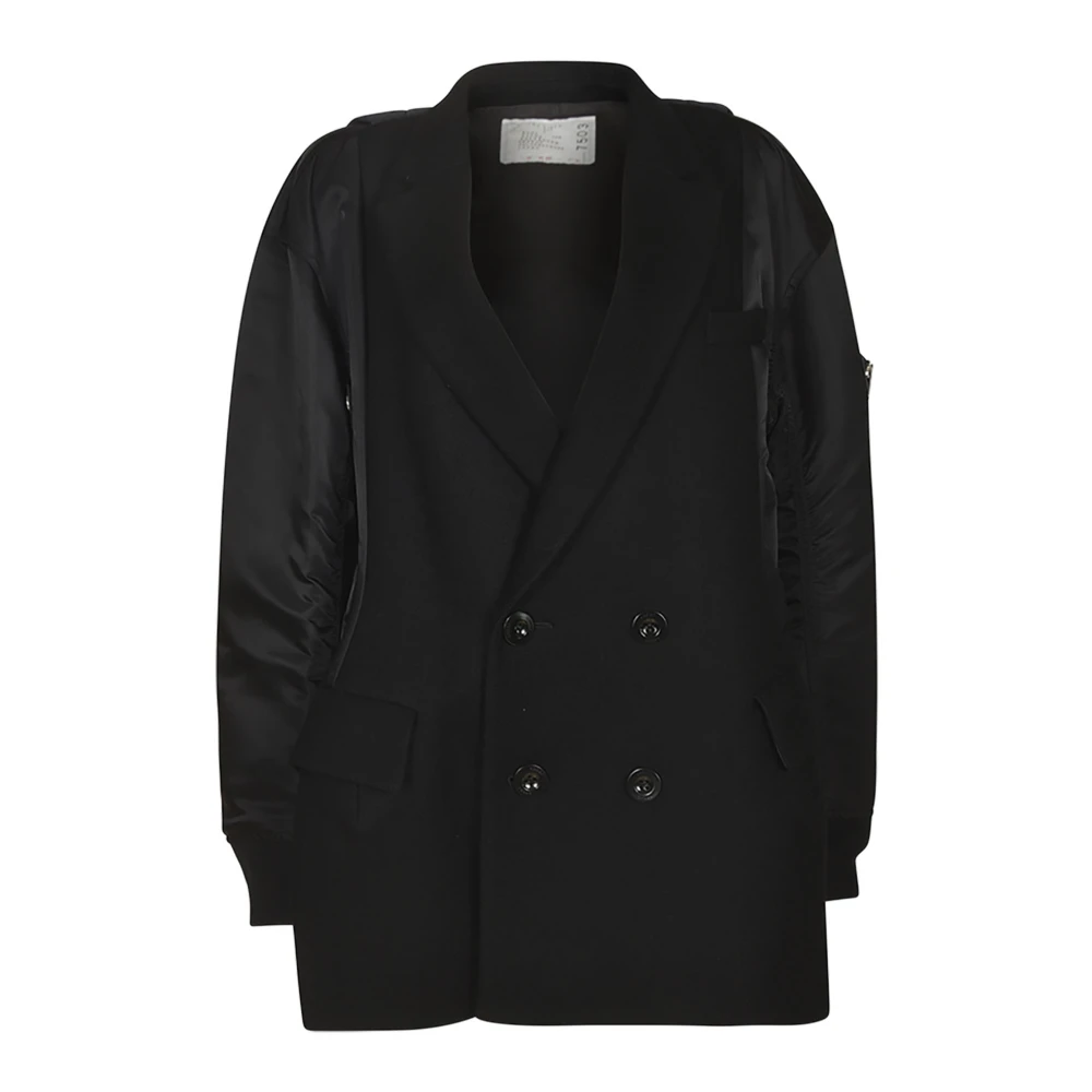 Sacai Zwarte Winterjassen Black Dames