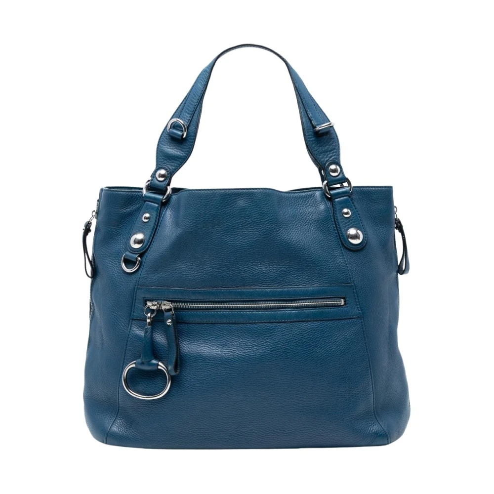 Gucci Vintage Women's Blue Pre-Owned Leather Satchel Handbag