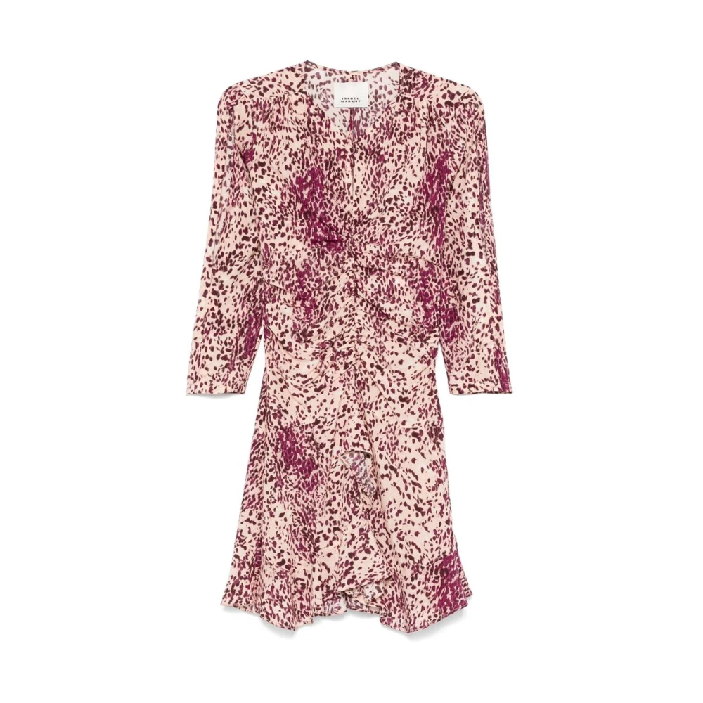 Isabel marant Orchidee Paars Gerimpeld Abstract Patroon Jurk Multicolor Dames