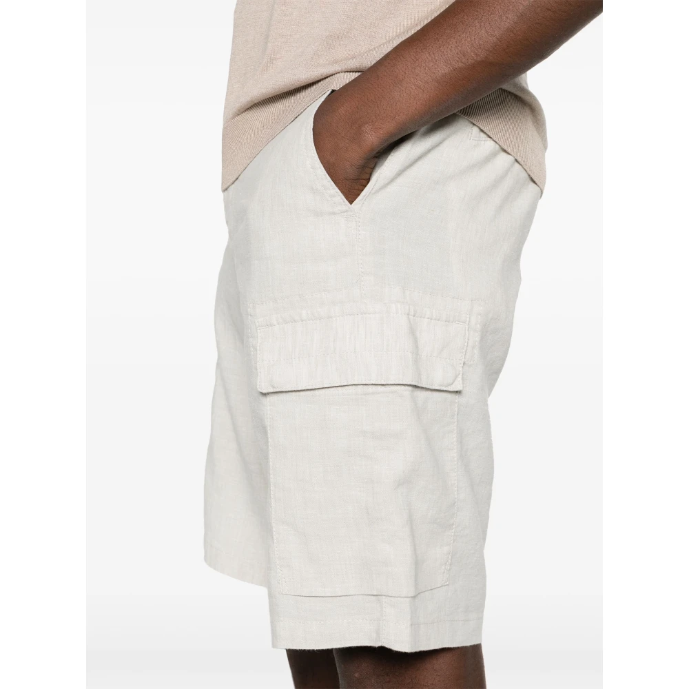 Hugo Boss Cargo shorts in gemengde linnen stof Beige Heren