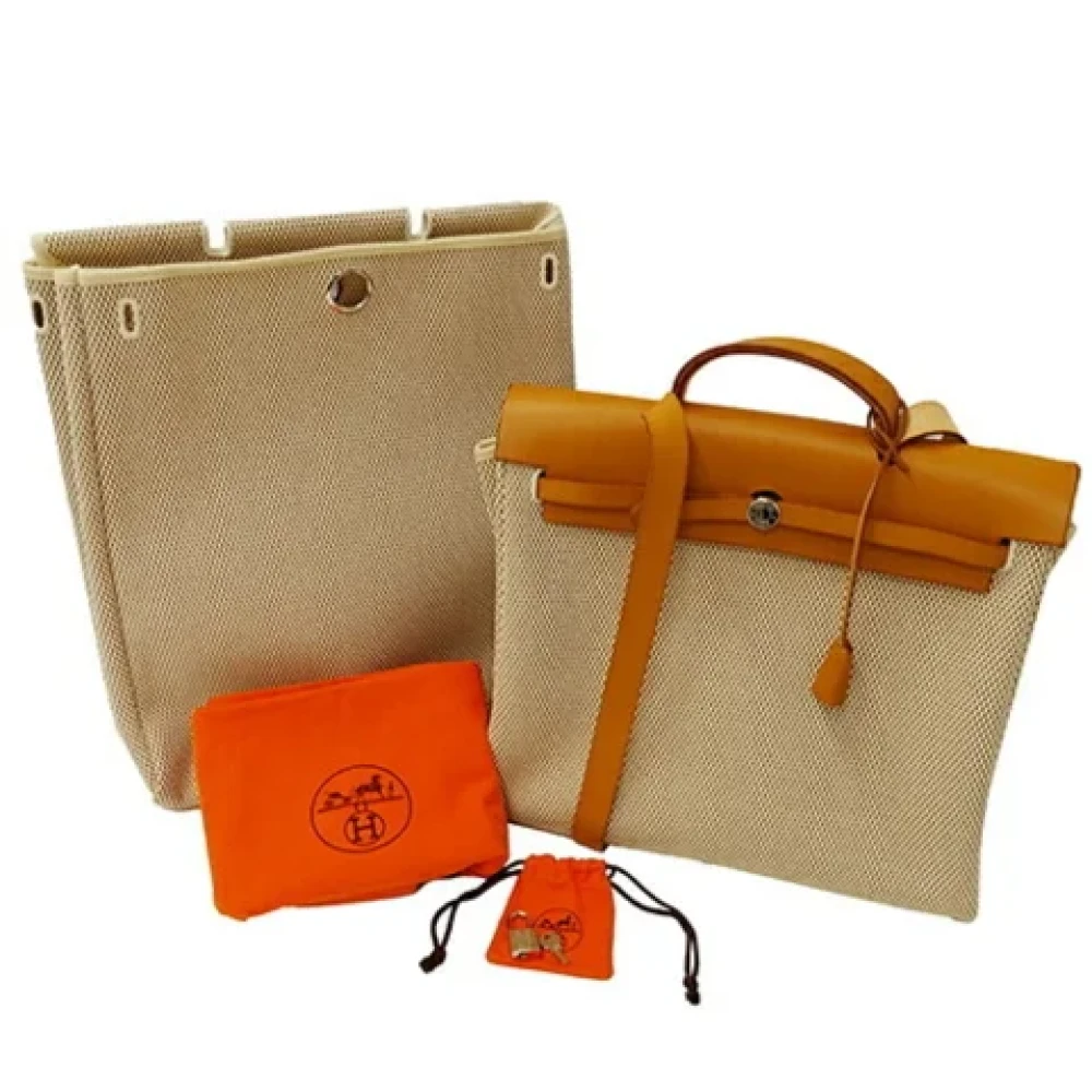 Hermès Vintage Pre-owned Canvas shoulder-bags Beige Dames