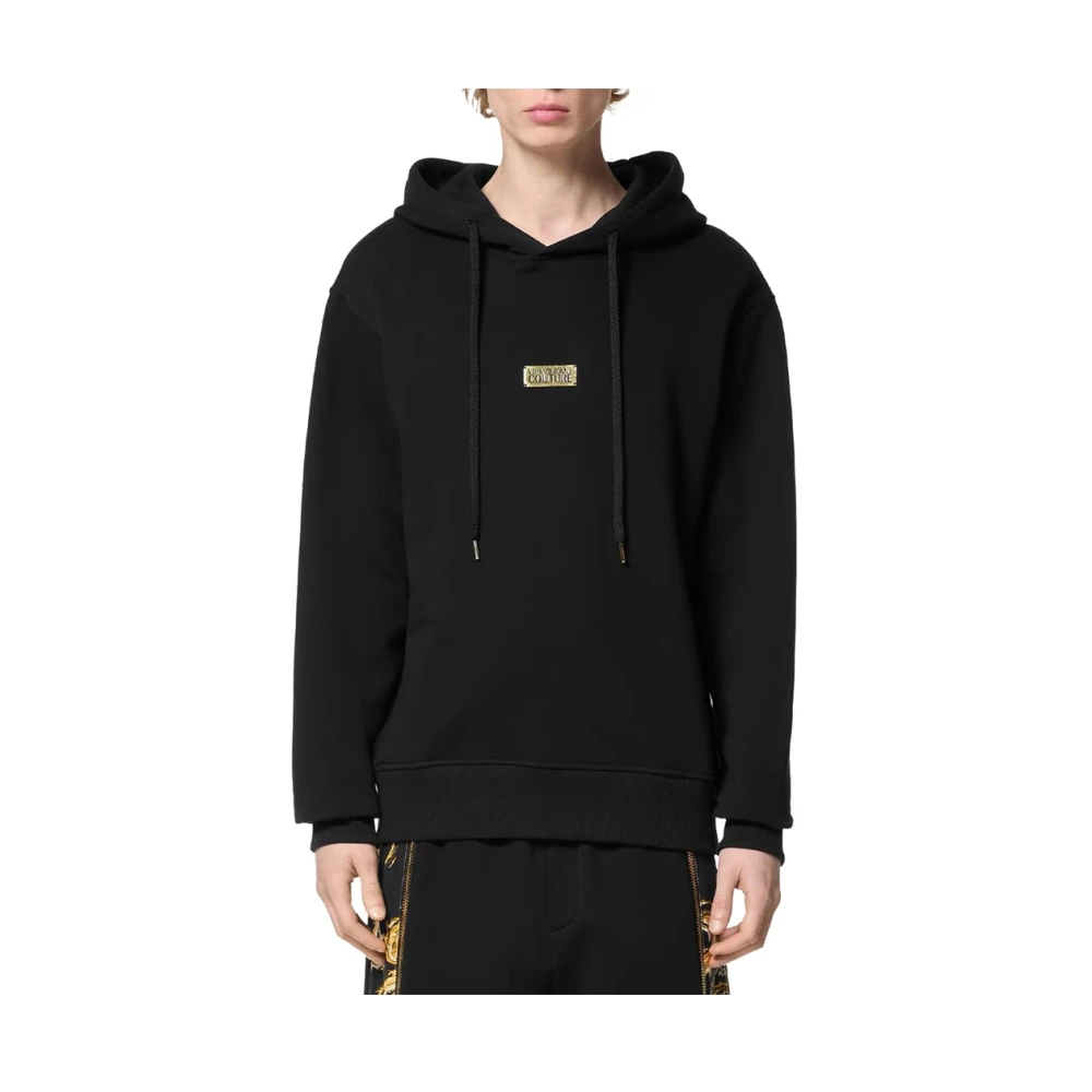 Versace Jeans Couture Zwarte hoodie met gouden logo Black Heren