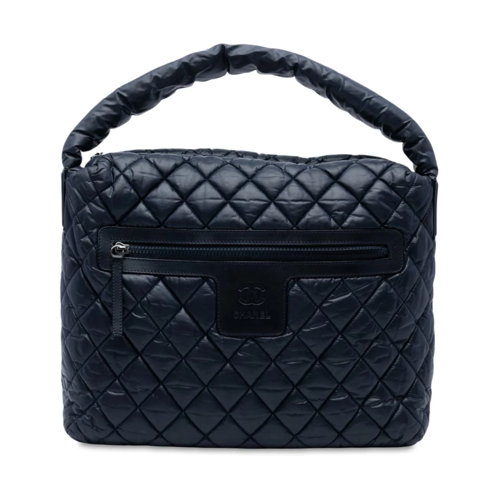 Chanel Vintage Women's Blue Vintage Handbags, One Size, Pre-Owned Quilted Carry Bag