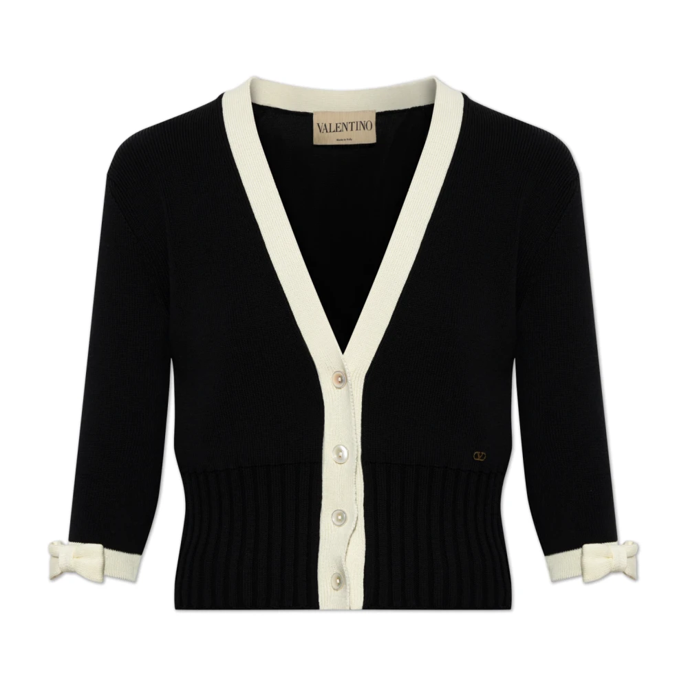 Valentino Garavani Vrouw Zwart Truien & Vesten Dames, Xs, Katoen, Kortgebreid Vest