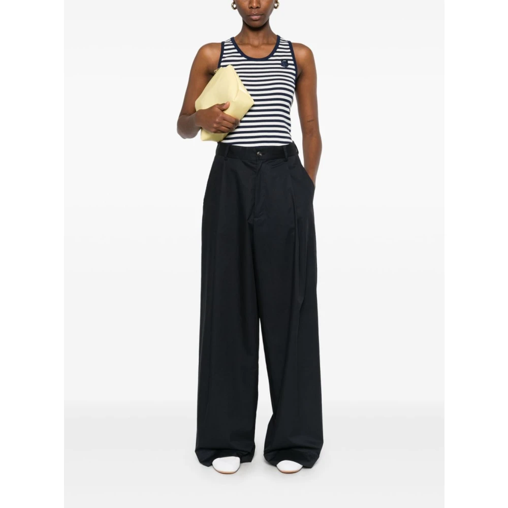 Maison Kitsuné Blauw Gestreepte Mouwloze Top Blue Dames