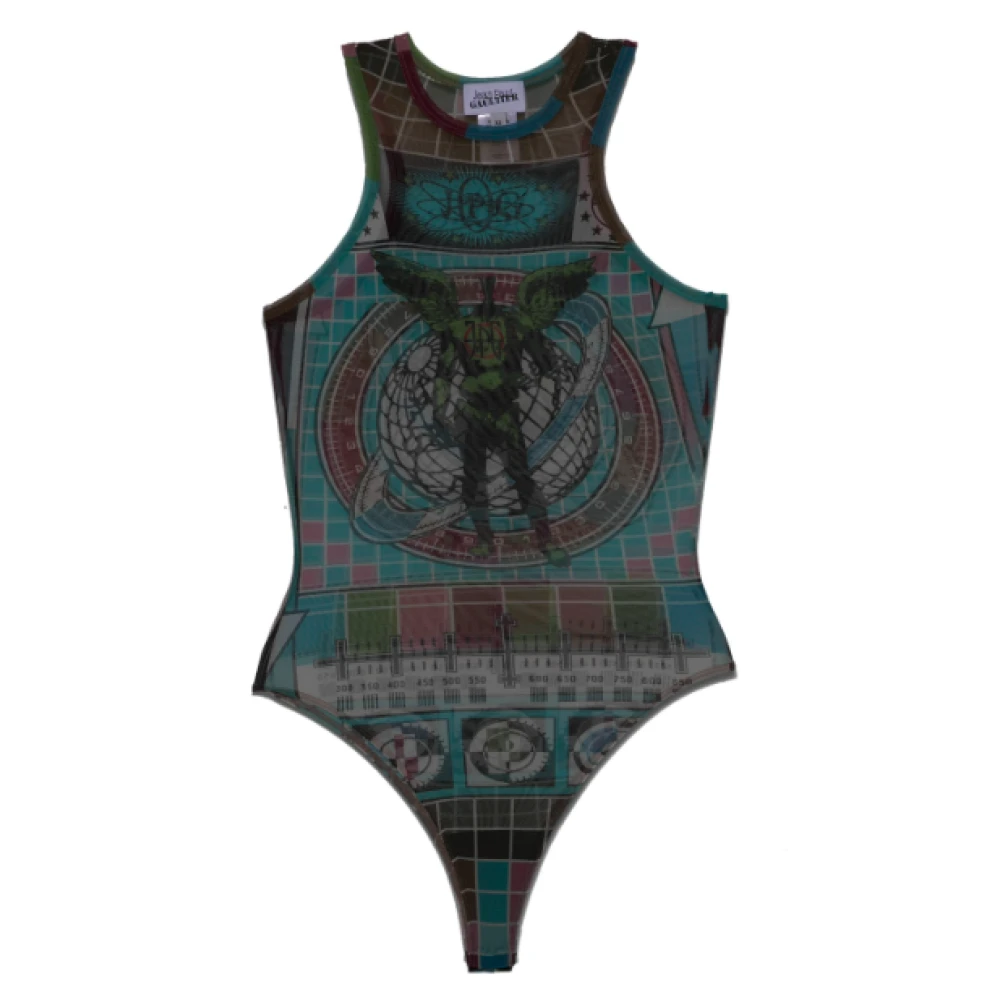 Jean Paul Gaultier Blauw Multicolor Mesh Body Print Multicolor Dames