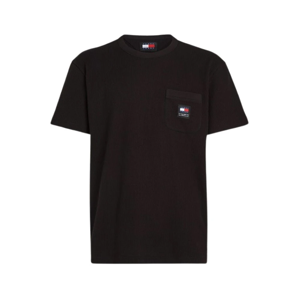 Tommy Jeans Wafelstructuur Logo Patch T-shirt Black Heren