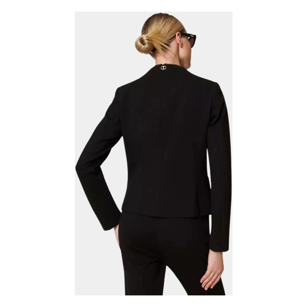Twinset Zwarte Jersey Blazer met Juweelknopen Black Dames