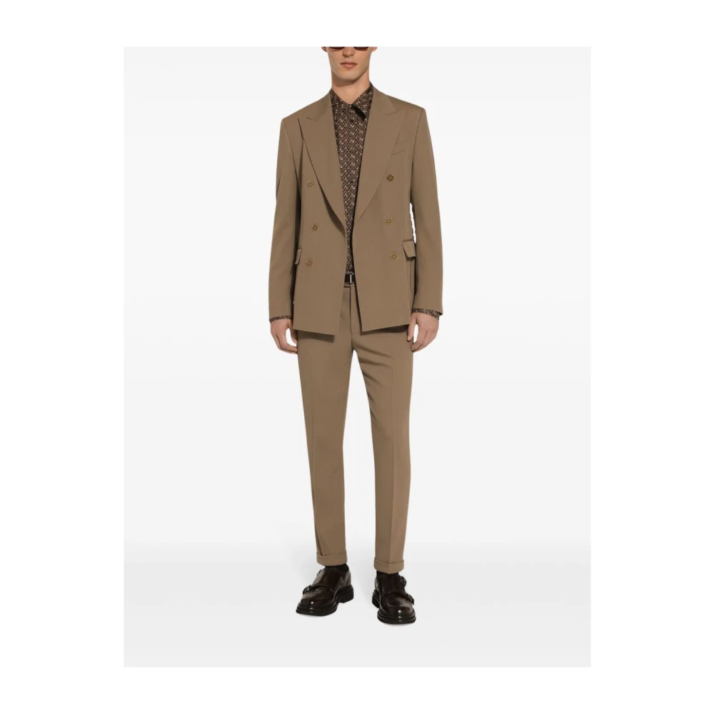 Dolce & Gabbana Bruine Wollen Mix Broek Brown Heren