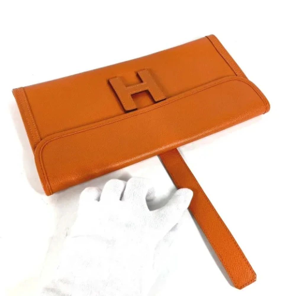 Hermès Vintage Pre-owned Leather clutches Orange Dames