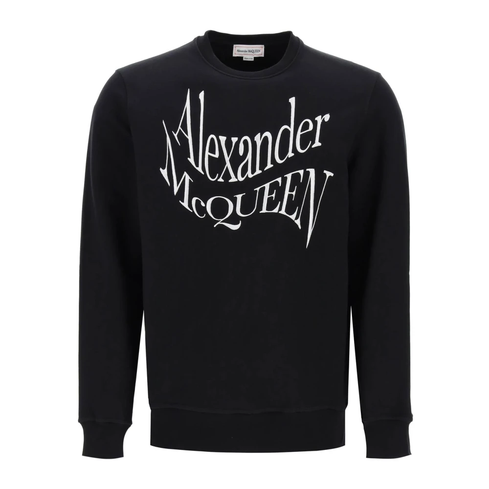 Alexander mcqueen Warped Logo Sweatshirt Black Heren