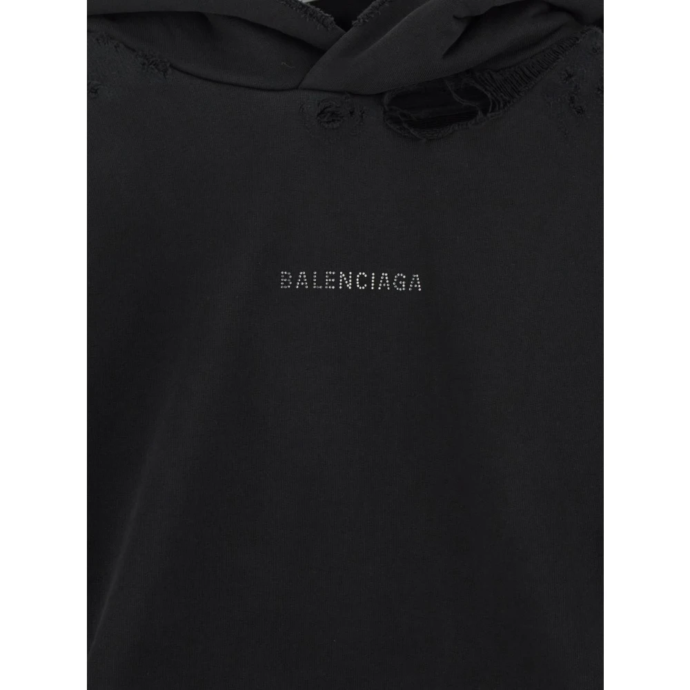 Balenciaga Katoenen Logo Hoodie Black Heren