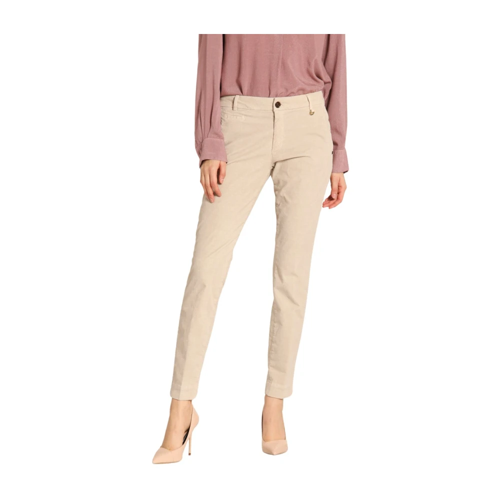 Mason's Curvy Velvet Chino Broek 1000-Gestreept Beige Dames