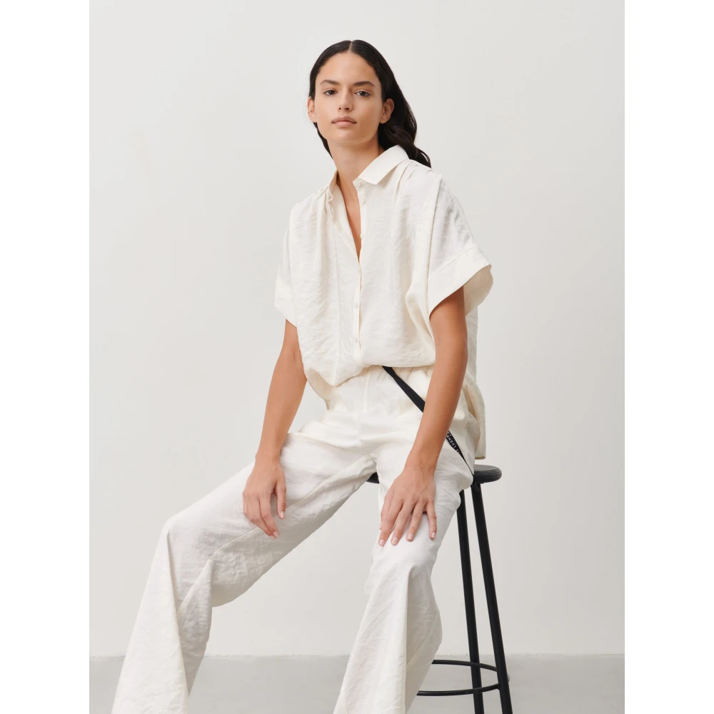 Jane Lushka Luxe Cupro Wijde Broek White Dames