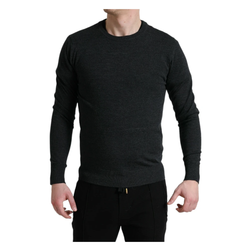 Dolce & Gabbana Men's Gray Round Neck Pullover Jumper - Round-Neck Knitwear - S - Knitwear