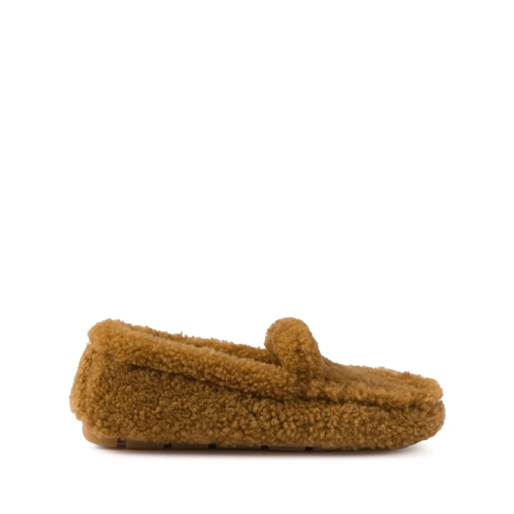 Prada Women's Brown Shearling Loafers Elegant Slip-On - Loafers - 3 Uk - Shoes