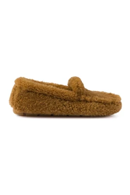 Brun Shearling Loafers Elegant Slip-On