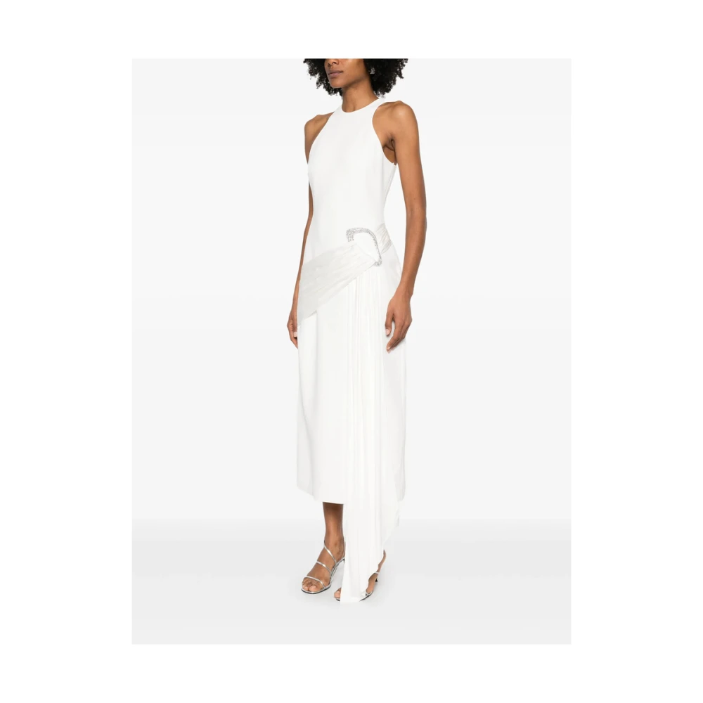 David Koma Witte Gedrapeerde Jurk met Achtersplit White Dames